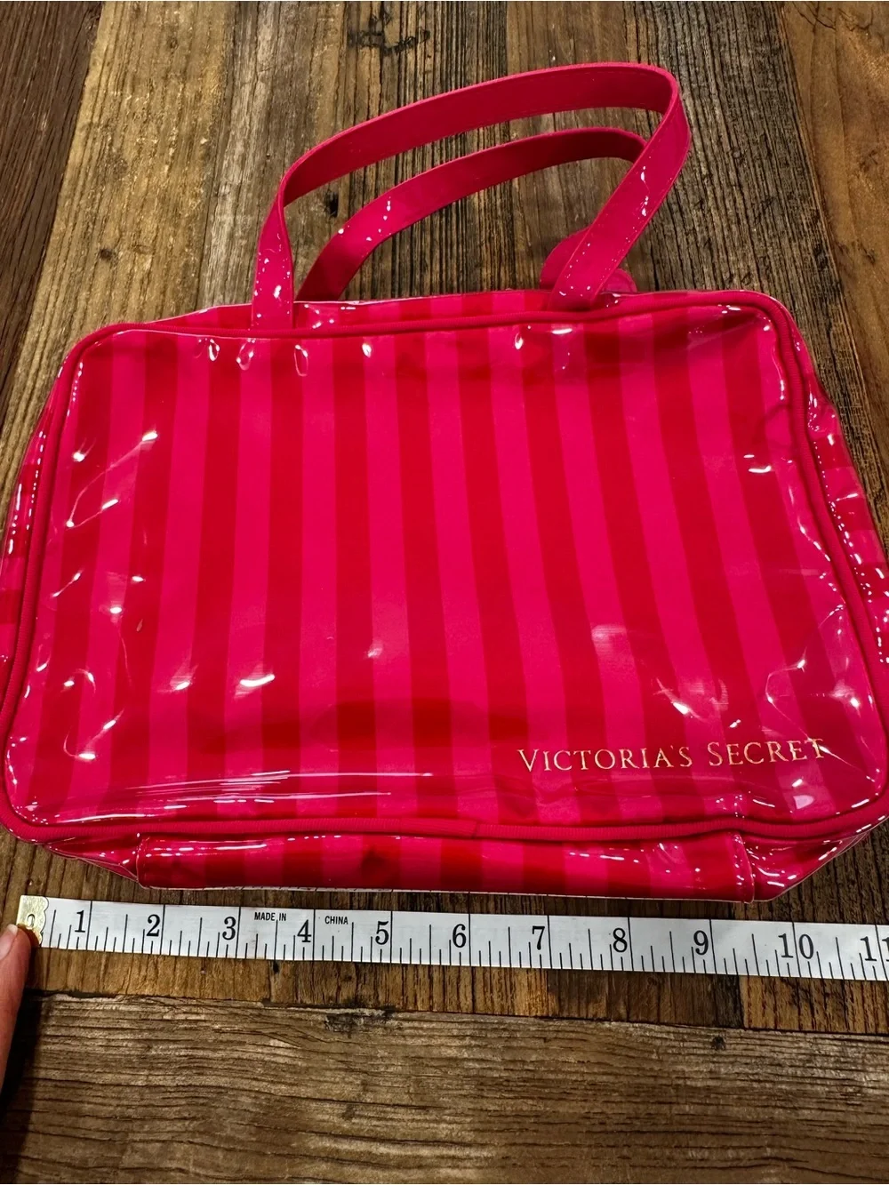 Victoria's Secret Hot Pink Clear Panel Travel Cosmetic Pouch